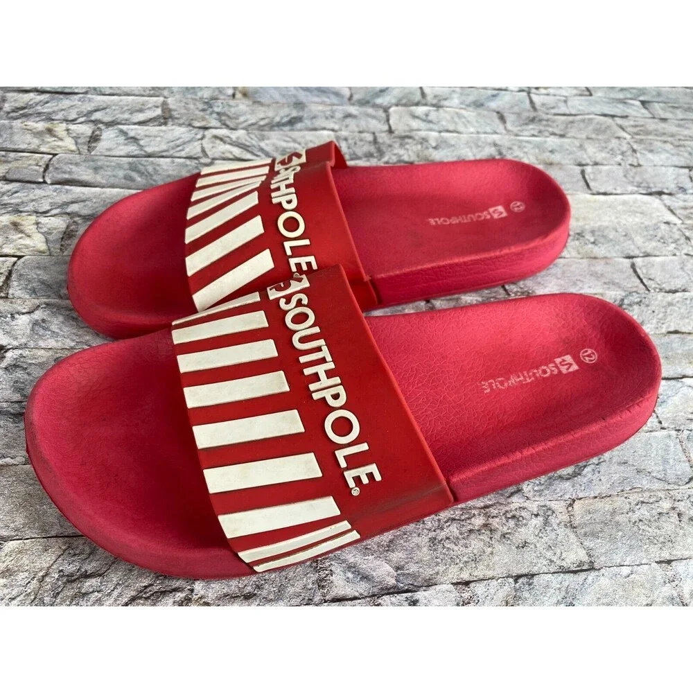 Southpole Men's Size 12 Red & White Slides Slip On Sandals Comfort Sandals